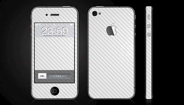 Skin Fibra de Carbono Branca - iPhone 4/4S