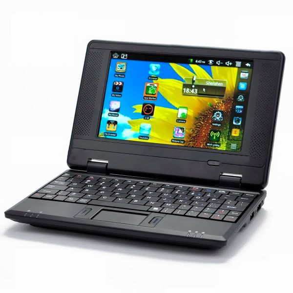 Netbook Wi-Fi com tela de 7 polegadas, Sistema Android 2.2, CPU VIA 8650 - Preto